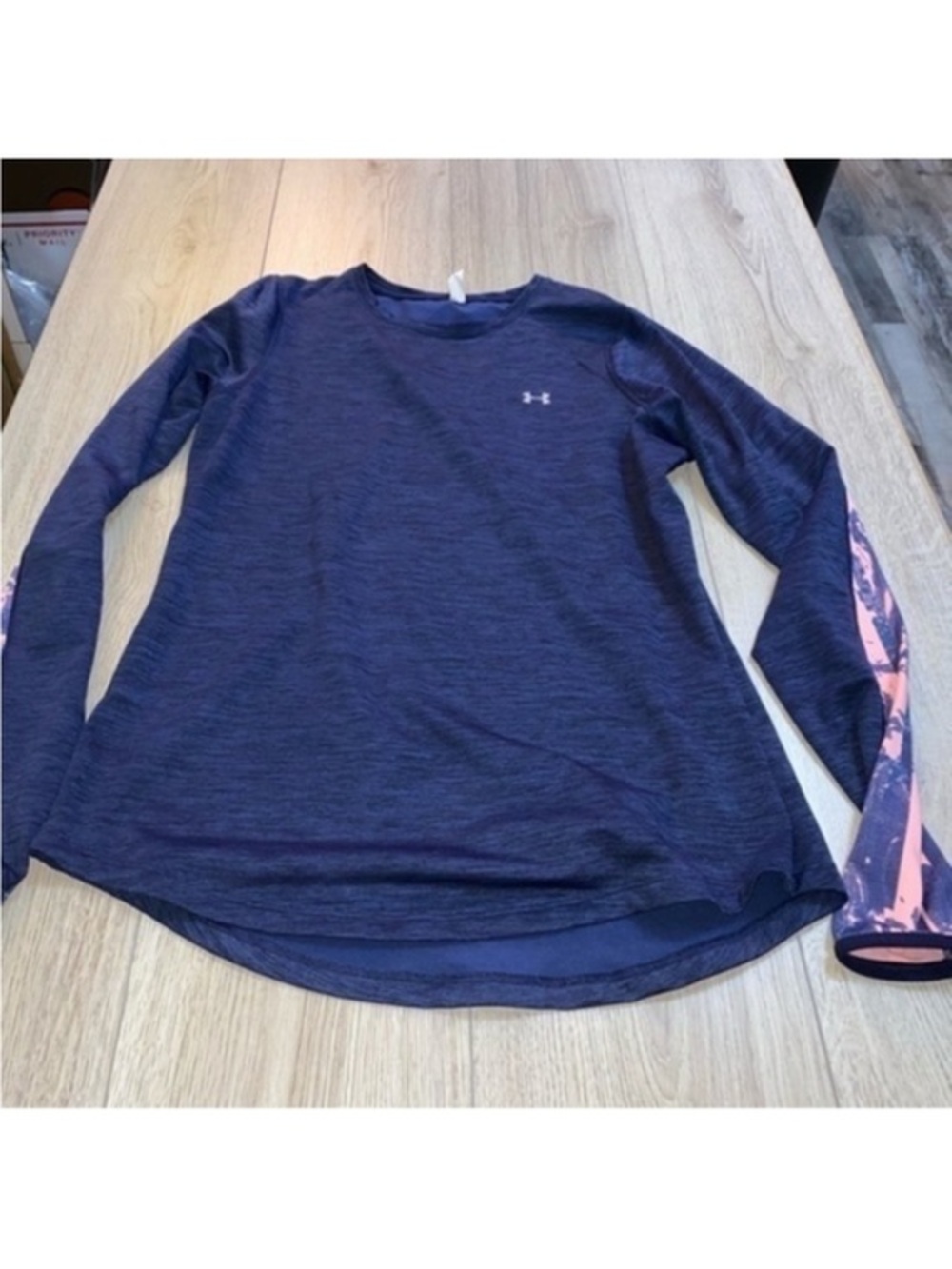 Under Armour Navy blue pink Long Sleeve Active Top fitted cold gear